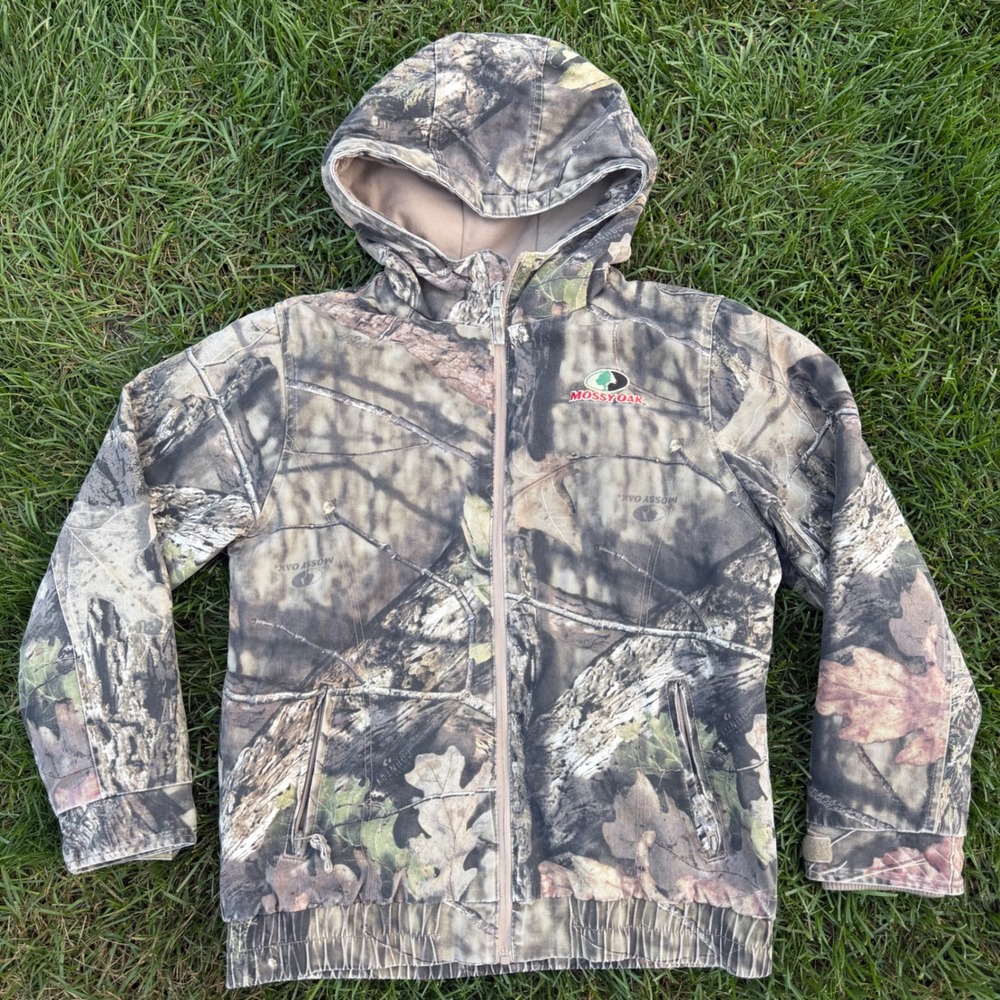 Mossy Oak Country Camo Hooded Jacket Kids XL 14-16 Full Zip Fleece Lined 2182MO